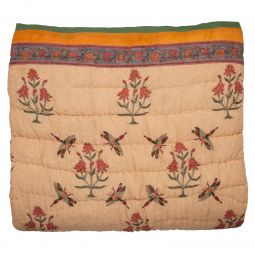 Dragonfly Reversible Quilt - Mustard Yellow